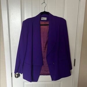 80s/90s GJG Originals Wool Blazer – Purple, Asymmetrical, Open-Front